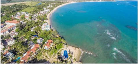 Aerial view over the beach in the Dominican Republic