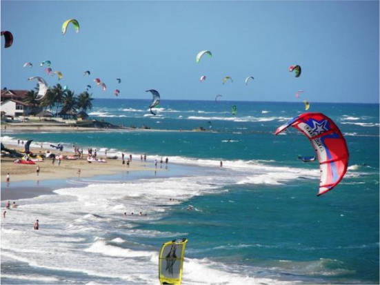 Wind Surfing and Kite Surfing on the beach