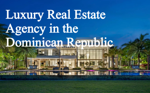 James from Blue Sail Realty with clients at a luxury property in the Dominican Republic
