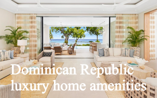 Tropical modern luxury villa with deep roof overhangs and infinity pool in the Dominican Republic