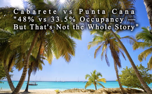 Split view comparing Cabarete's North Coast beachfront with Punta Cana's eastern resort coastline, Dominican Republic