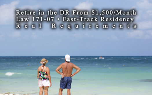 Retired couple at an oceanfront property on the Dominican Republic's North Coast, illustrating Pensionado residency for foreign retirees