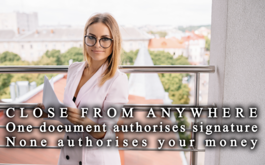 Apostilled power of attorney document alongside a notary seal, prepared for a Dominican property closing