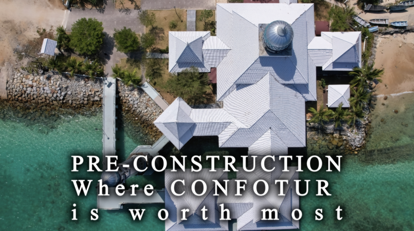 New construction condominium under way on the Dominican North Coast with completed units alongside