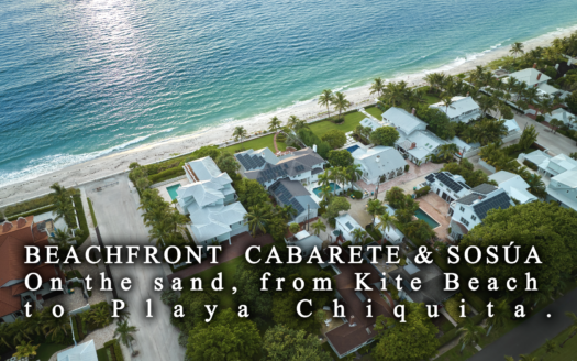 Beachfront condominium on Cabarete Bay with Sosúa's coastline in the distance, Dominican North Coast