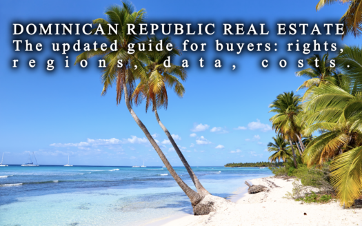 Dominican Republic coastline with villas, condominiums and beach, representing the country's real estate market